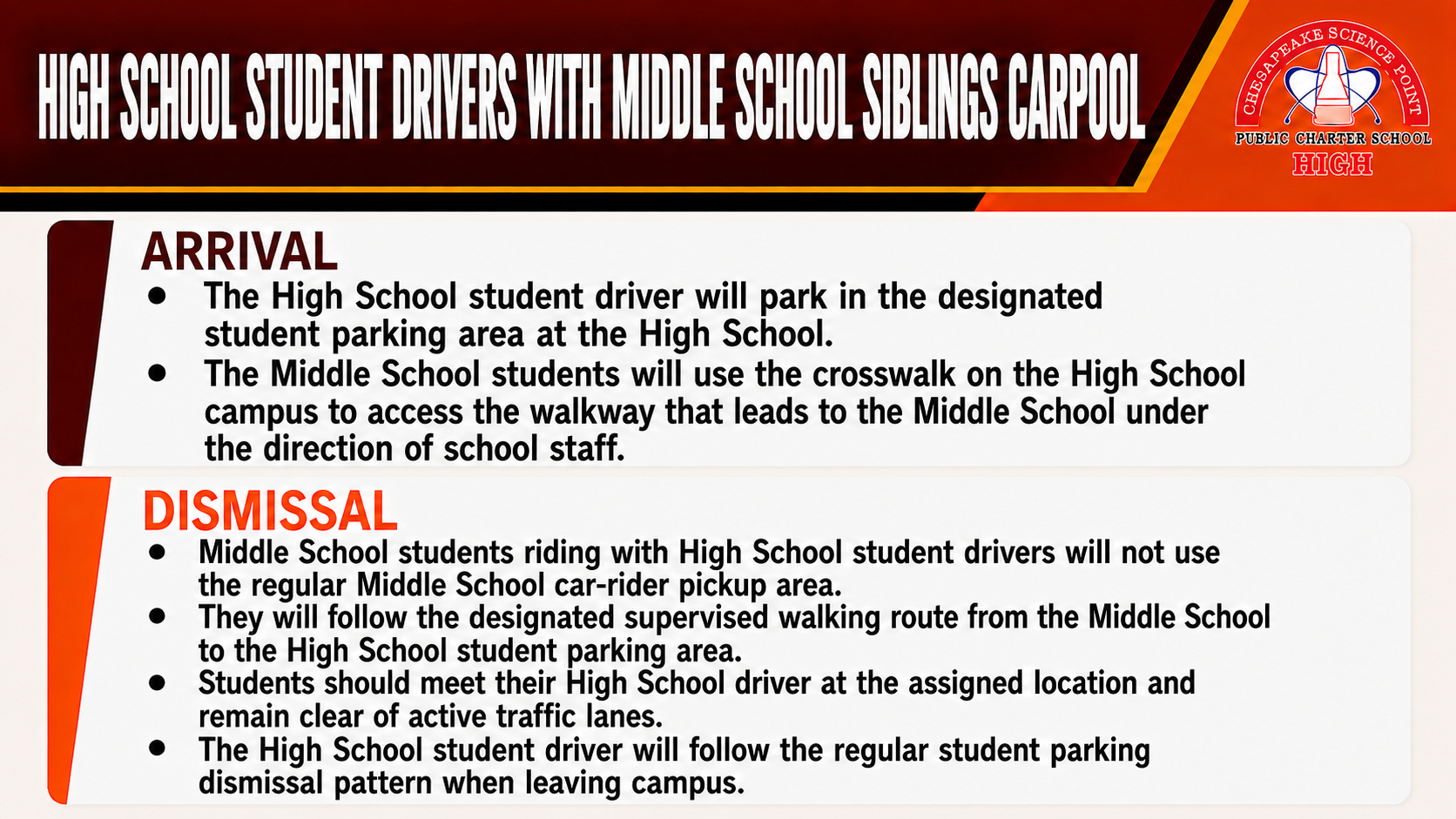 Carpool HS Driver MS Sibling